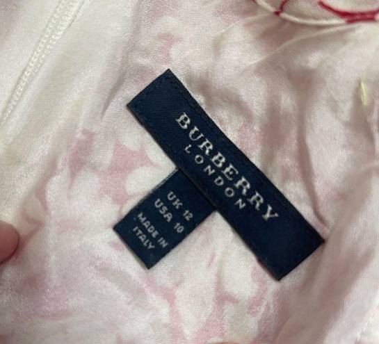 Burberry  London 100% silk midi floral logo dress made  italy sz 10 RARE PRINT .