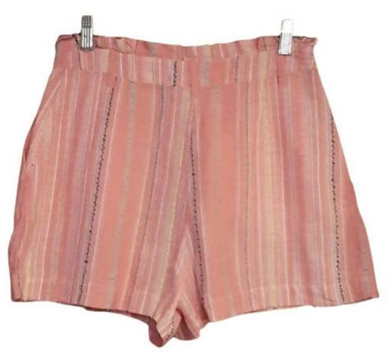 Parker  Carlo Striped Pink & White Paperbag High Rise Shorts Size 6