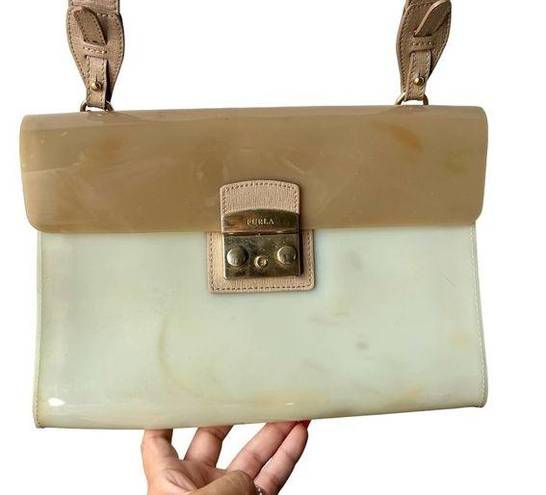 Furla  Beige Cream Jelly Crossbody Clutch Bag