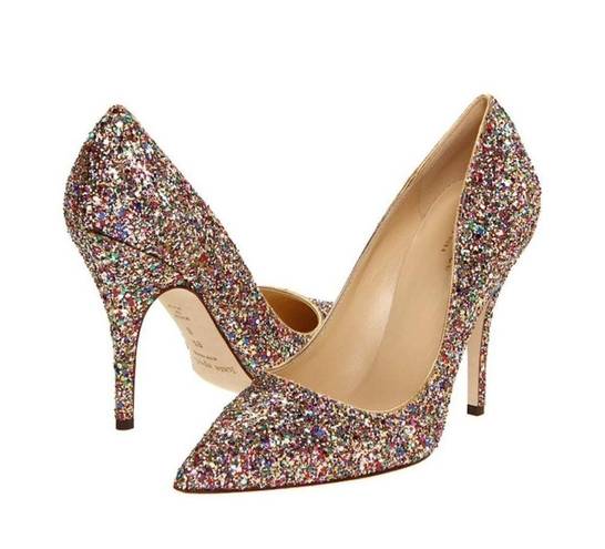Kate Spade  NEW YORK Rainbow Licorice Too Glitter Formal Sparkly High Heels Multi