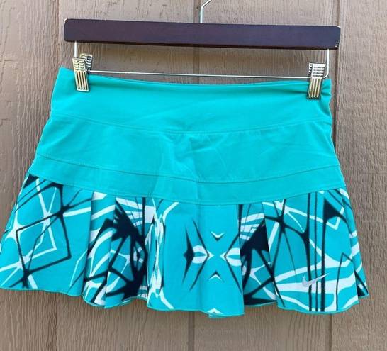 Nike  Womens Skort Skirt Victory Pleated Tennis Teal Black White Print Small