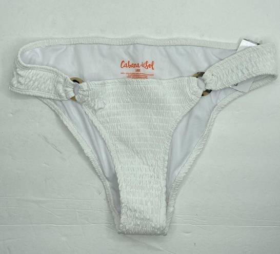 Cabana Del Sol  Women’s White Smocked Bikini Bottoms Size Large NWT