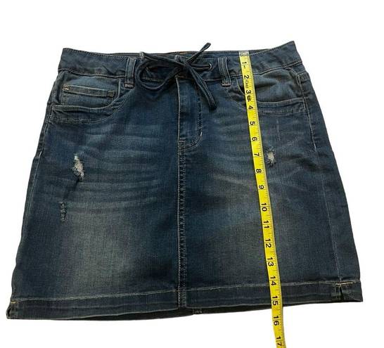 Chelsea and Violet  Distressed Denim Mini Skirt, Sz M