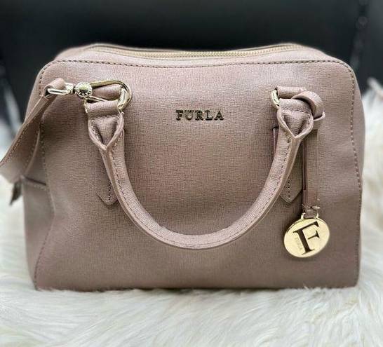 Furla  Elena Taupe Leather Crossbody Doctor Bag Tote Purse