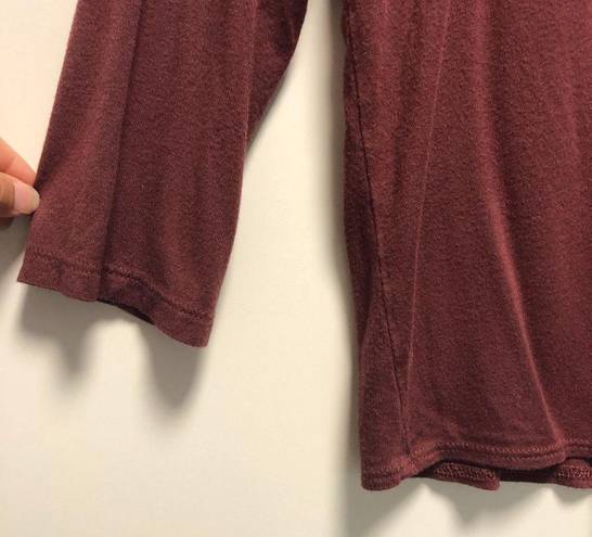 Kim And Cami  Tie Front 3/4 Sleeve Tee Maroon medium