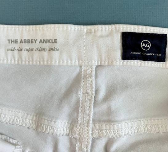 AG Adriano Goldschmied The Abbey Mid-Rise Super Skinny White Ankle Jeans