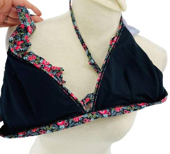 Aeropostale Live Love Dream  Floral Ruffle Triangle Bikini Top Large