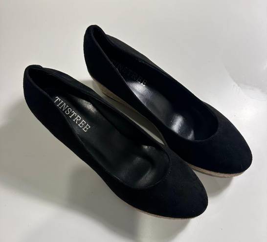 Black Closed Toe Espadrille Wedge Heels Size 8