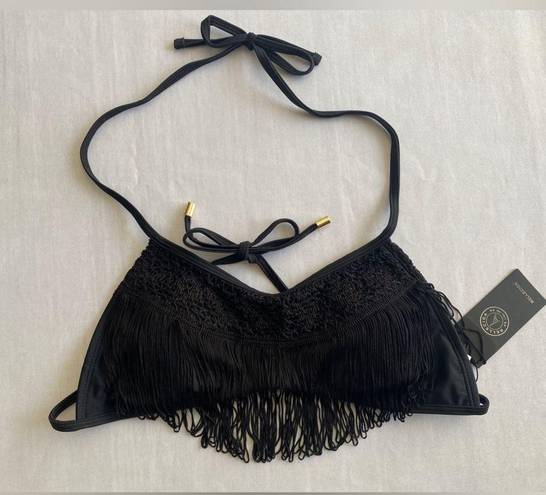 Relleciga  Women’s Tassel Bandeau Black Bikini Top 
Size S‎