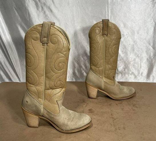 Vintage Acme Tan Suede Leather Cowgirl Boots USA Women’s Size 5.5 M