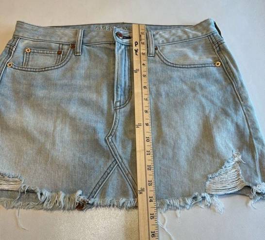 American Eagle  Womens Skirt SIze 10‎ Blue Denim Mini Distressed Mini Skirt