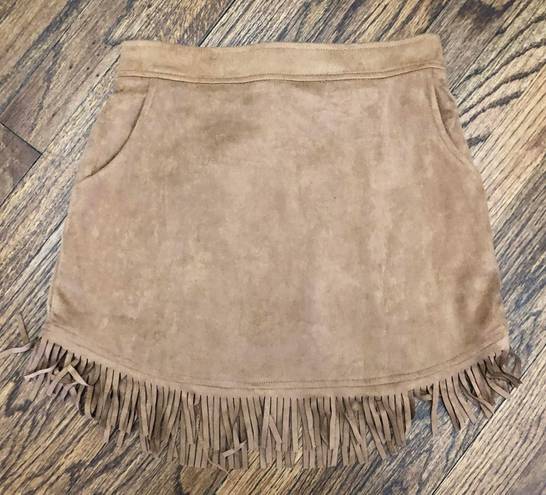 Fringe Skirt Tan