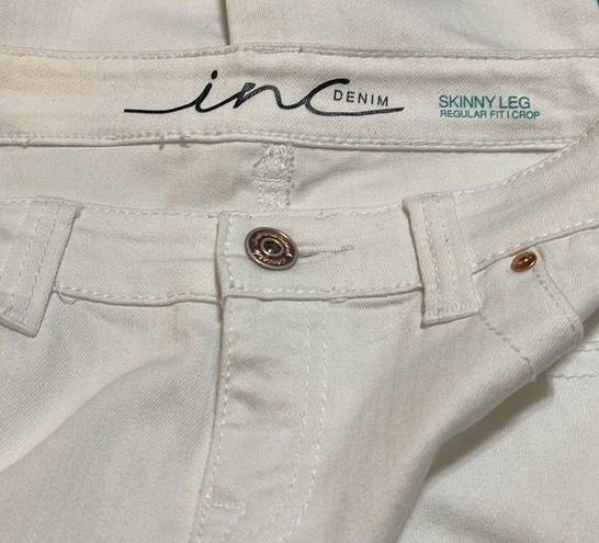 INC  Denim Skinny Leg Regular Fit Crop, Women’s Size 4/27, White Jeans, Low Rise