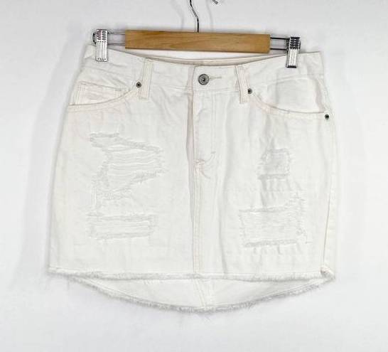 Vanilla Star Jeans Vanilla Star White Denim Distressed Raw Hem Jean Mini Skirt Women's Size 7