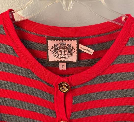 Juicy Couture grey and red striped button up cardigan