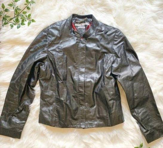 Tommy Hilfiger  Black Leather Motorcycle Jacket Large