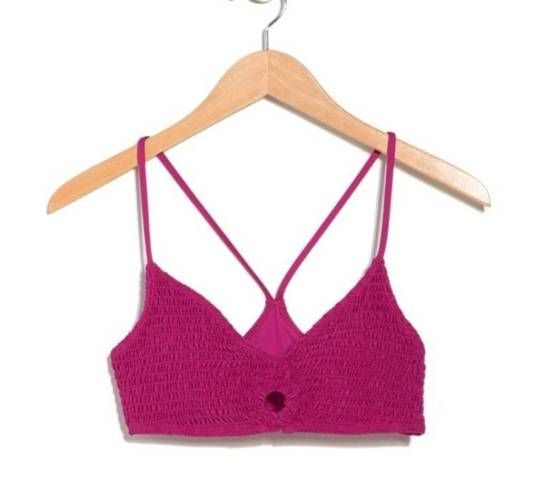 The Bikini Lab  Smocked Bralette Bikini Top Raspberry Pink