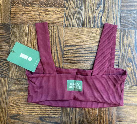 Daily Drills Maroon Ribbed Sports Bra