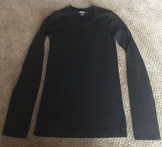 DKNY Black Crewneck  Wool & Acrylic Sweater