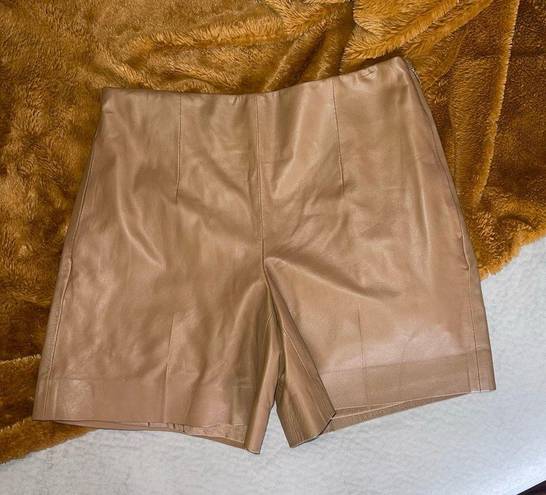 Vince  Brown Leather High Waist Shorts