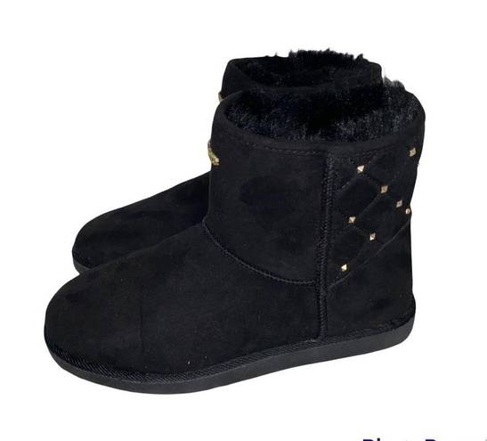 Juicy Couture NWOT  Kingle Black Suede Fuzzy Ankle Boots