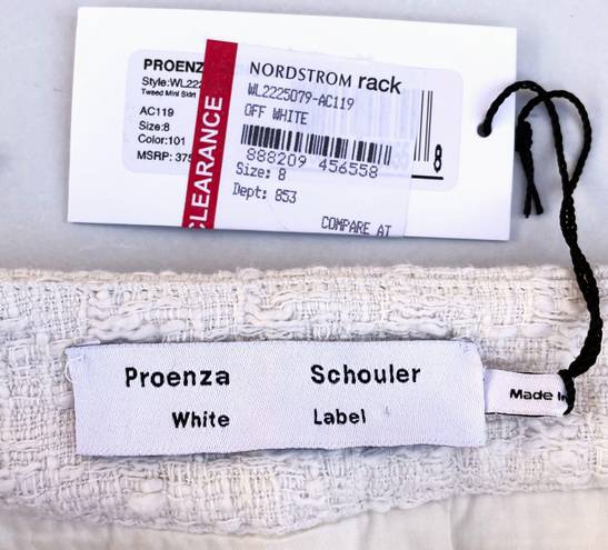 Proenza Schouler White Label fringed cotton-blend tweed mini skirt size 8 medium