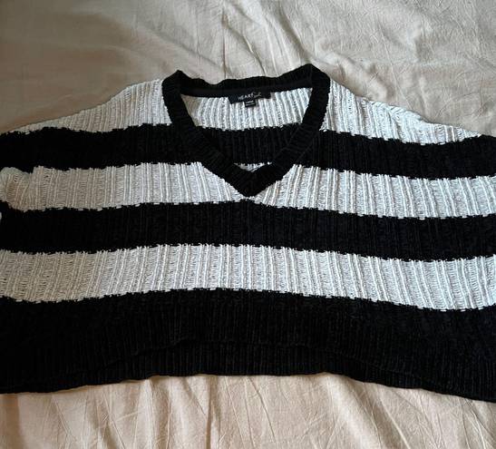 Heart soul Black And White Striped Knit Sweater