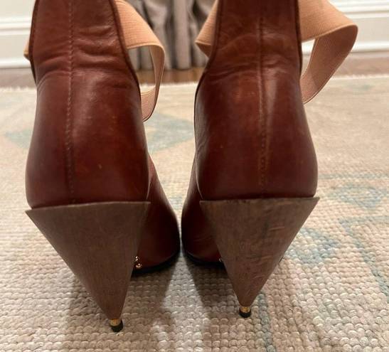 Givenchy  Paris Brown Leather Studded Wooden Cone High Heels | Size 6