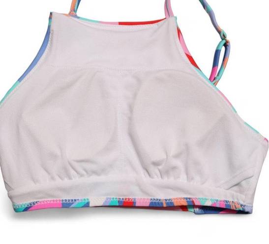 Raisin's  Kaori Multicolor High Square Neck Bikini Top with Strappy Back Size XS