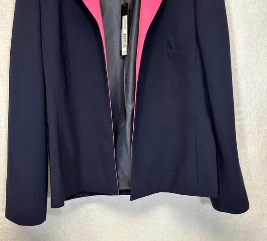 Lee Henry  Navy Blue & Hot Pink Long Sleeve Open Blazer Size 12