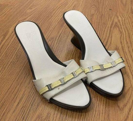 Salvatore Ferragamo  off white leather wedge sandals size US 7.5B