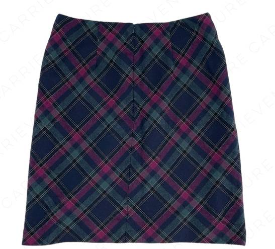 Talbots Outlet Classic Skirt Tartan Plaid Wool Acadamia Dark Blue Purple Green 8