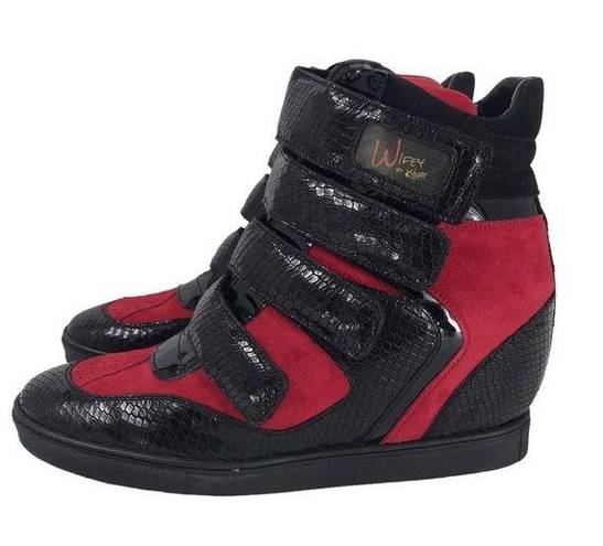 Krass&co WIFEY RED WEDGE SNEAKER By Kyng Brand . WOMENS SIZE 9 CUSTOM CRAFTED $225