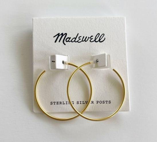 Madewell  Medium Hoop Earrings Gold Color with Sterling Silver Posts NWT