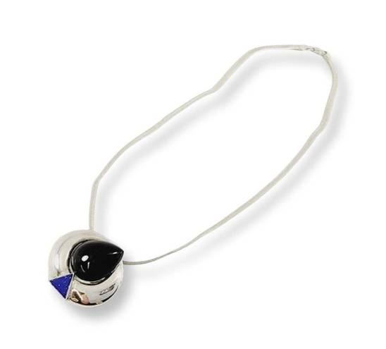 Onyx Vintage Silver Chain with  and Lapis Lazuli Pendant