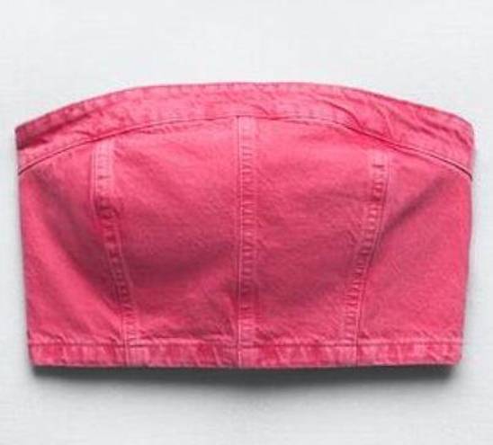 ZARA STRAPLESS PINK DENIM TOP