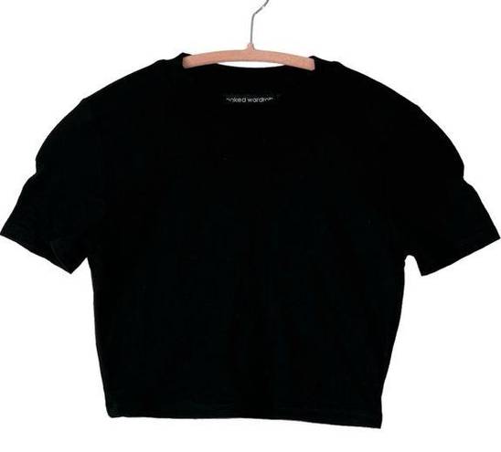 Naked Wardrobe NWOT Size S The NW Mock Cropped T Shirt Black Short Sleeve