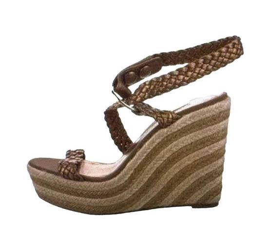 Brian Atwood  Shoes Leather Braided Espadrille Wedges Size Women's 6.5 (37)