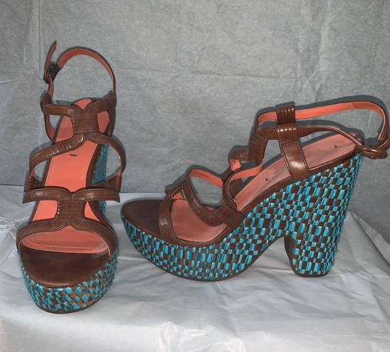 Via Spiga  Open For Teal Wedge Heels