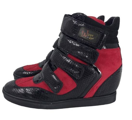 Krass&co WIFEY RED WEDGE SNEAKER By Kyng Brand . WOMENS SIZE 9 CUSTOM CRAFTED $225