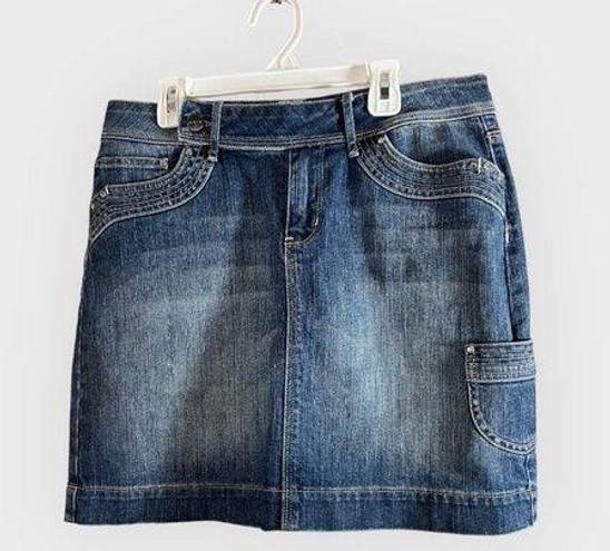 White House | Black Market Vintage Y2K 90s WHBM Noir Denim Mini Skirt Size 4