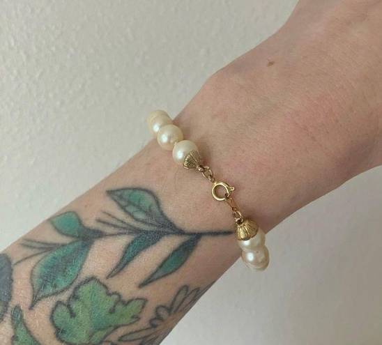 Vintage “Jorah” Pearl Bracelet Gold Capped Classic Elegant Victorian Regency White