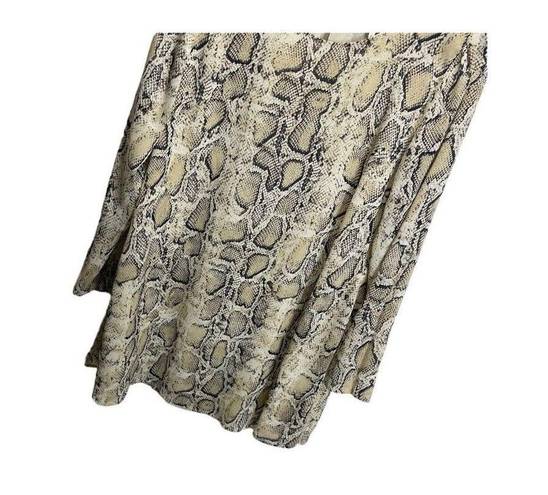 Harper  Wren Snakeskin Print Dress S Shift Long Sleeved Cream Evening Flowy