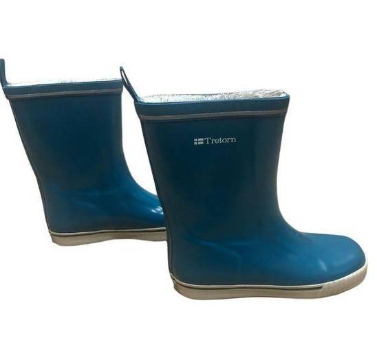 Tretorn  Blue Faux Fur Lines Rubber Boots - size 5