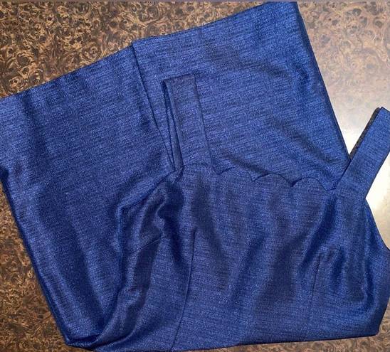 Preston & York  Sloane Scalloped Navy Blue Sheath Midi Dress - size 16