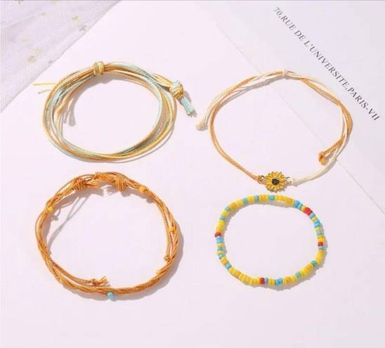 Daisy 4pcs/set Boho  Beads Bracelet Rope Chain Women Braided Charm Jewelry HP