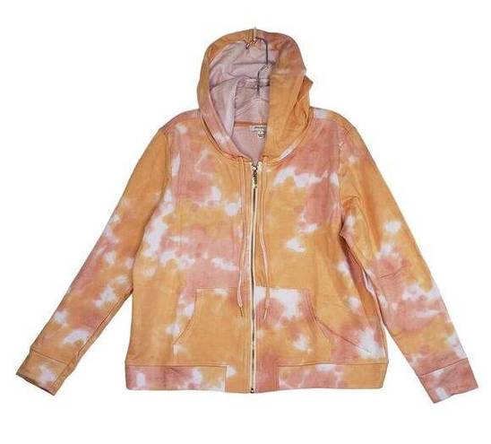 Skinny Girl  Andrea French Terry Tie Dye Sunrise Pink Zip Hoodie Women’s Large