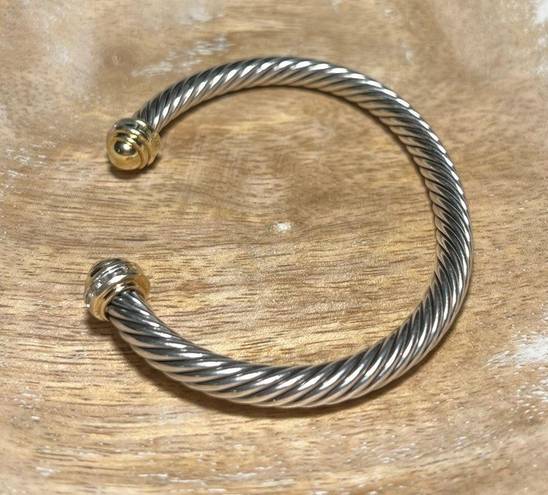 David Yurman Sterling Silver & 18K Gold Diamond Cuff Bracelet