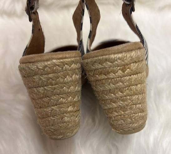 Krass&co G.h. Bass &  Emilie Espadrilles Cream And Blue Jute, Wedge Sandals Size 6 B-24