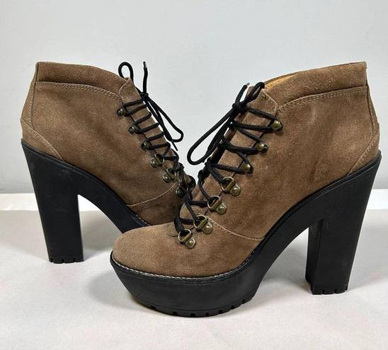 Polo  Ralph Lauren Helene Suede Platform Heeled Ankle Boots Womens 39 B (US 9 B)